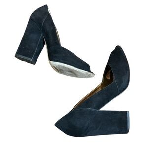 Bally Block Suede Peep Toe Heels - Size 9